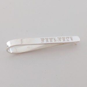 Coordinates Tie Clip,Personalized Latitude longitude Tie Clip,GPS Coordinate Tie Clip,Tie Clip for Best Man,Wedding Tie Clip,Name Tie Clip