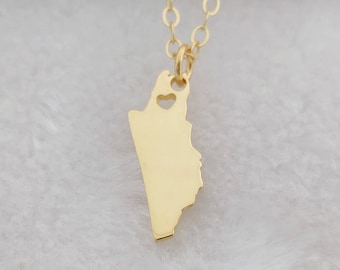 Belize Necklace,Belize Jewelry,Any Country Necklace,Gold Belize Shaped Necklace,Belize Charm Necklace,Belize Wedding Gift,Belize Pendant