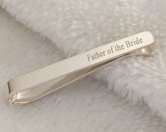 Tie Clip Father of the Bride, Personalized Father of the Bride Tie Bar Clip,Wedding Tie Bar Clip,Groomsmen Tie Clip,Custom Tie Pin