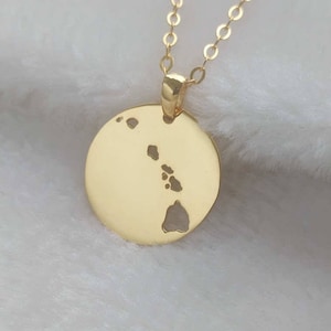 Hawaii Necklace,Hawaii State Necklace,Gold Hawaiian Islands Necklace,Hawaiian Necklace,State of Hawaii Necklace,Hawaii Jewelry,Hi Necklace image 1