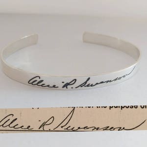 Signature Cuff Bracelet,Handwriting Cuff Bangle Bracelet,Real Handwritten Bracelet,Handwriting Bangle,Silver Cuff Bangle,Mother&#39;s Day  Gift