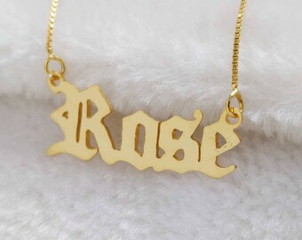 Old English Name Necklace,Old English Letter Necklace,Old English Necklace,Old English Font Necklace,Personalized Any Name Necklace