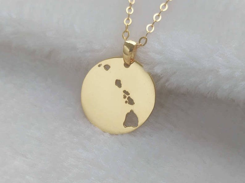 Hawaii Necklace,Hawaii State Necklace,Gold Hawaiian Islands Necklace,Hawaiian Necklace,State of Hawaii Necklace,Hawaii Jewelry,Hi Necklace image 1