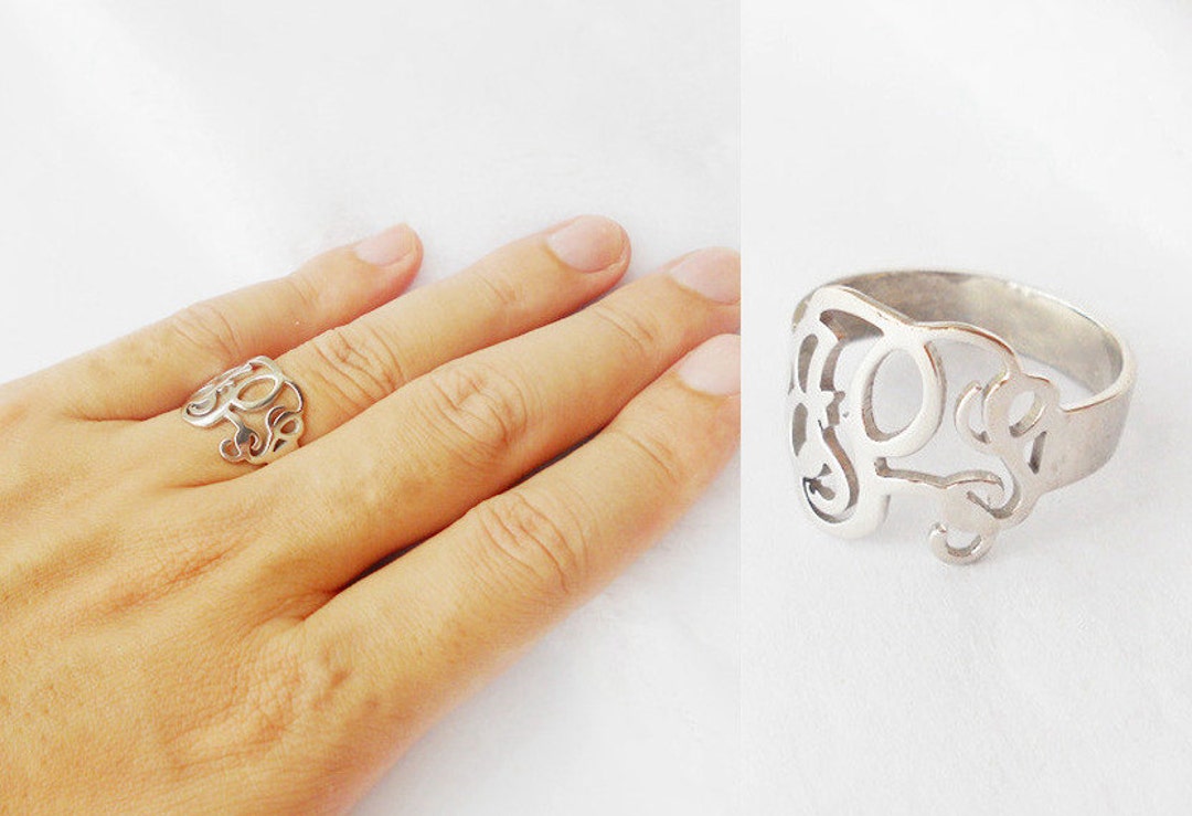 Monogram Ring Sterling Silver,monogram Initials Ring,personalized Ring ...