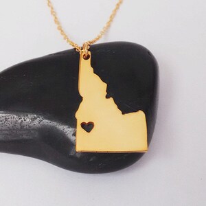 RoseGold Idaho State Map Halskette,Idaho Charm Halskette,Gold ID State Shaped Halskette,Idaho Halskette mit Herz