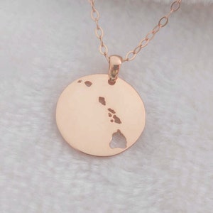 Hawaii Necklace,Hawaii State Necklace,Gold Hawaiian Islands Necklace,Hawaiian Necklace,State of Hawaii Necklace,Hawaii Jewelry,Hi Necklace image 3