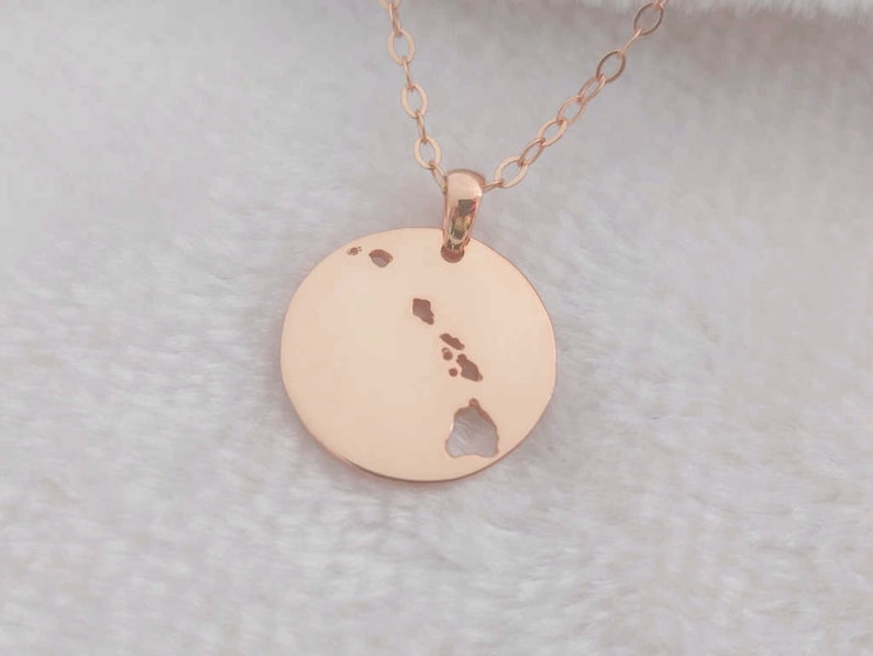 Hawaii Necklace,Hawaii State Necklace,Gold Hawaiian Islands Necklace,Hawaiian Necklace,State of Hawaii Necklace,Hawaii Jewelry,Hi Necklace image 3