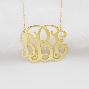 Large Gold Initial Monogram Charm Necklace,1.75 inch Personalized Monogram Necklace, Single Initial Necklace,One Lettering Necklace