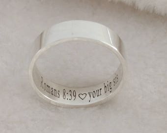 Hidden Message Ring,Silver Hidden Message Band Ring,Personalized Secret Message Ring,Bilbe Verse Ring,Christian Ring,Christmas Gift
