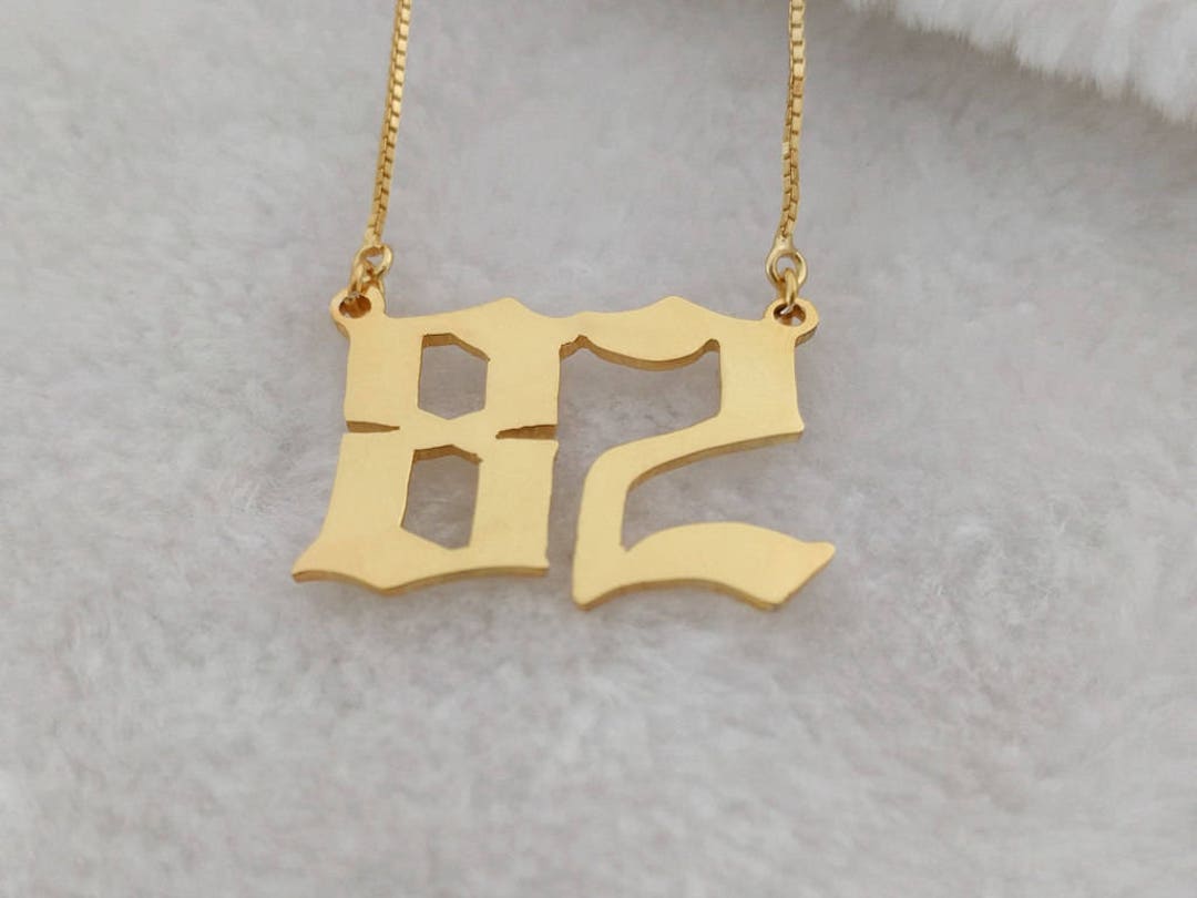 Buy Old English Number Necklace,old English Letter Necklace,old