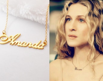 Gold Name Necklace,Personalized Carrie Bradshaw Necklace,Sex and the City Name Necklace,Custom Kid Name necklace,Name Jewelry,Back to School