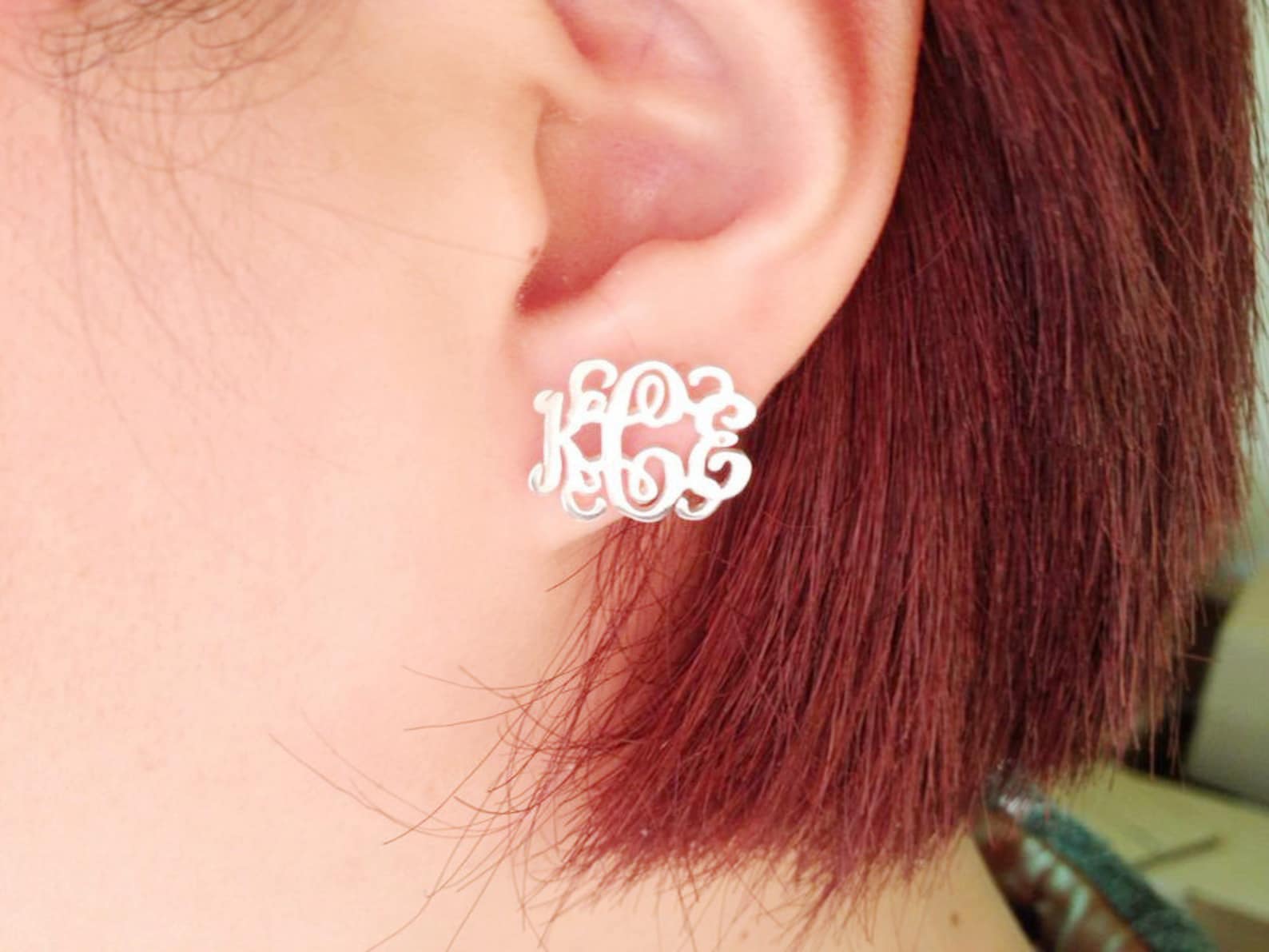 Personalized Earringsgold Monogram Earringsmonogram Stud Etsy