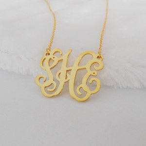 Personalized Monogram Initial Necklace Gold,1.75 inch Monogram Necklace,Monogram Initial Necklace,Custom Name Necklace,Cut Out Monogram