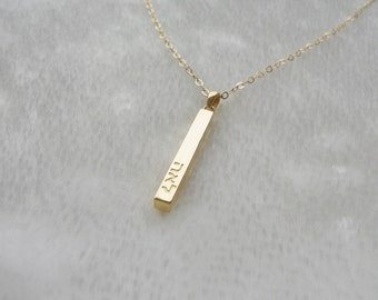 Hebrew Vertical Bar Necklace,Hebrew Name Necklace,Personalized Hebrew Name Bar Necklace,Custom Nameplate Necklace,Gold Bar Necklace
