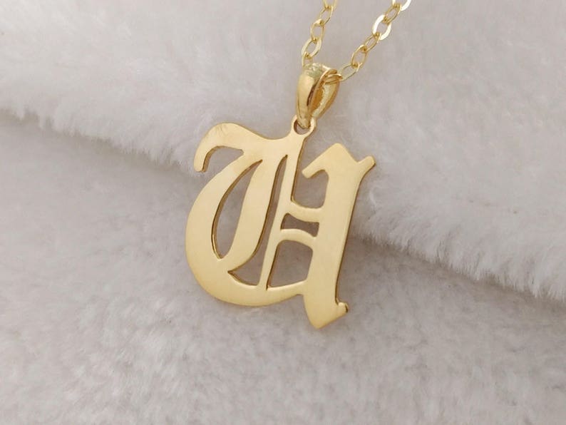 Gold Alte Englische Halskette Alte Englische Schrift | Etsy