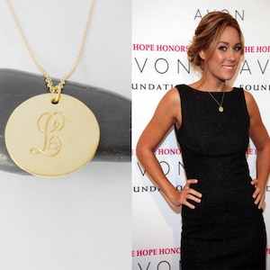 Engraved Disc Necklace,Gold Monogram Necklace,One Initial Necklace,Gold Disc Necklace,Custom Disc Jewelry,Personalized Necklace