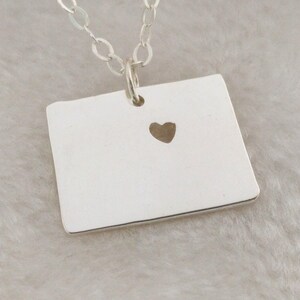 Colorado State Necklace Silver,CO Necklace,CO State Jewelry ,Colorado State Shaped Necklace,Colorado State Necklace With A Heart