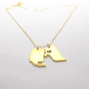 Best Friendship Necklace,Long Distance Love Necklace,Any two states or Countries Necklace,Double State Necklace,Best Friend Gift