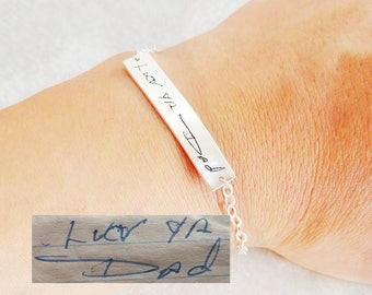 Armband met echt handschrift, handgeschreven gegraveerde armband, handtekeningarmband, echte handgeschreven armband, herdenkingsarmband, moedercadeau