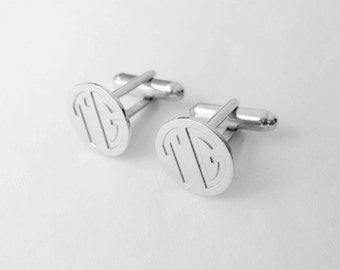 Personalized Two Initials Cufflinks, Silver Block Letter Monogram CuffLinks,Silver Men CuffLinks, Wedding Cufflinks,Monogrammed Cufflinks