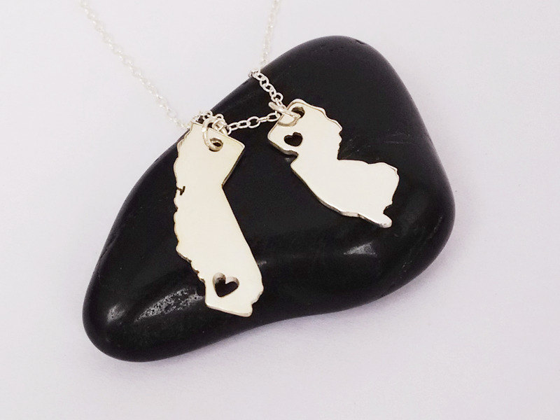 Multiple State Charms Necklace,Best Friendship Necklace,Long Distance Love Necklace,Any two states or Countries Necklace,Best Friend Gift