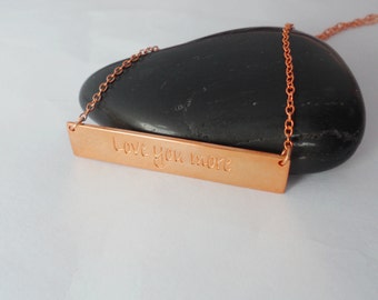 Phrase Bar Necklace,Love You More,Personalized Name Bar Necklace,Rose Gold Nameplate Bar Necklace,Gold Bar Charm Jewelry,Celebrity Inpired