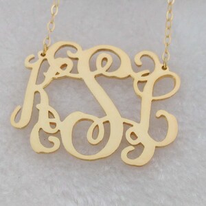 Gold Monogram Necklace 1.25",Monogrammed Necklace,Personalized Nameplate Necklace,Monogram Jewelry For The Bride And Bridesmaids
