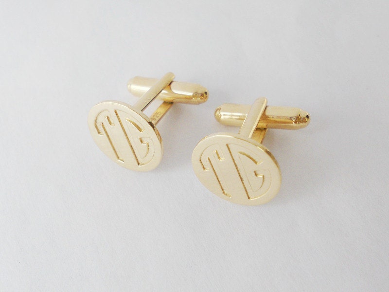 Personalized Initials Cufflinks, Two Block Letter Monogram CuffLinks, Silver/Yellow Gold Men CuffLinks, Elegant Monogrammed Cufflinks