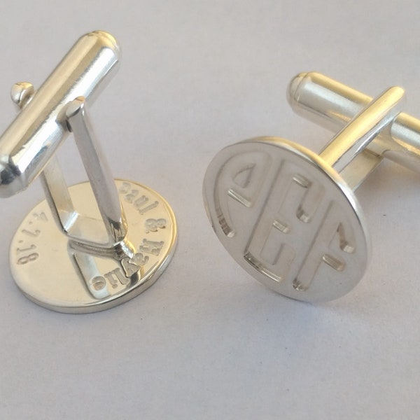 Cufflinks for Groom from Bride,Two Sides Engraving Cufflinks for Groom,Groomsmen Cuff links,Wedding Monogram CuffLinks,Wedding Cuff links