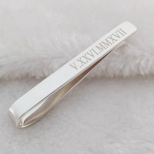 Personalized Roman Numeral Tie Tack, Birthday Tie Clip,Anniversary Day Tie Bar Clip,Skinny Tie Clip,Groomsmen Tie Clip,Custom Tie Pin