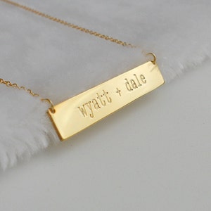Two Names Bar Necklace,Any Names Bar Necklace,Gold Bar Necklace,Engraved Name Necklace,Personalized Double Names Necklace,Two Names Necklace