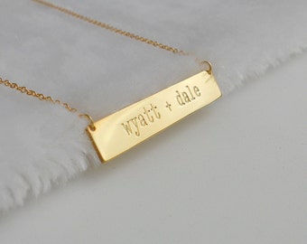 Zwei Namen Bar Halskette, Irgendwelche Namen Bar Halskette, Gold Bar Halskette, Gravierte Namen Halskette, Personalisierte Doppel Namen Halskette, Zwei Namen Halskette