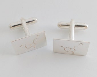 Personalized Chemical Cufflinks,Rectangle Silver Chemical Formula CuffLinks,Engraved Diagram CuffLinks,Molecule  Biochemistry Cufflinks