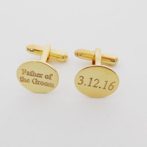 Father of the Groom Cufflinks,Wedding Cuff links,Gold Wedding Date Cufflinks,Engraved Cufflinks,Monogram Cuff Links,Personalized Cufflinks