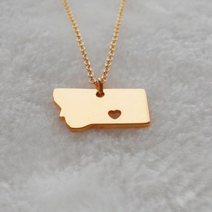 Personalized Montana Necklace Rose Gold,Montana Charm State Necklace, MT State Pendant Jewelry,Montana State Necklace With A Heart
