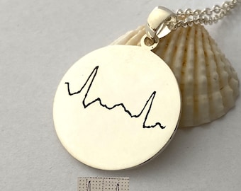 Custom Heartbeat EKG Necklace, Personalized Actual Heartbeat Necklace, Heartbeat Charm Necklace, ECG Necklace, Mom Gift, Memorial Gift