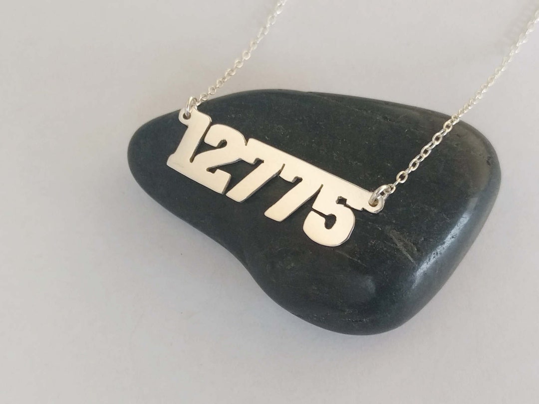 Personalized Silver Zip Code Necklace Custom Post Code Etsy