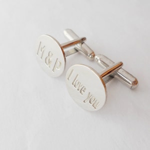 Personalized Wedding Cuff links,Initials and I Love You Cufflinks,White Gold Cufflinks for Groom,Engraved Cufflinks,Monogram Cuff Links,