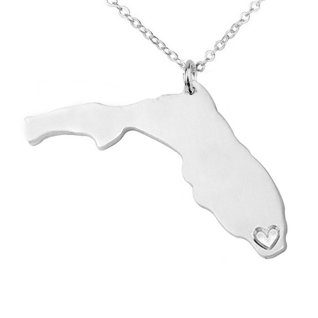 Whtie Gold Florida Necklacefl State Charm Jewelry florida Etsy