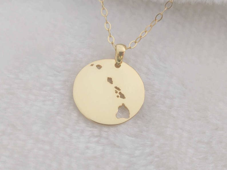 Hawaii Necklace,Hawaii State Necklace,Gold Hawaiian Islands Necklace,Hawaiian Necklace,State of Hawaii Necklace,Hawaii Jewelry,Hi Necklace image 2
