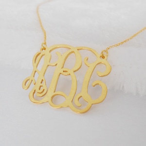 Personalized Necklace Monogram 1.5 inch,Gold Monogram Necklace,3 Initials Necklace,Monogram Necklace For The Bride And Bridesmaids