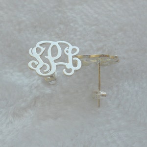 Monogram Earrings Sterling Silver,Stud Earrings Sterling Silver,Monogram Stud Earrings,3 Letters Initials Earrings,Monogram Post Earrings