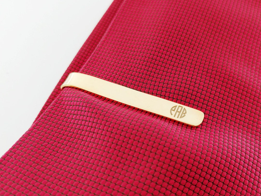 Pince à Cravate Vintage Homme En Or - Personnalisable Avec Monogramme - Cadeau Prêt