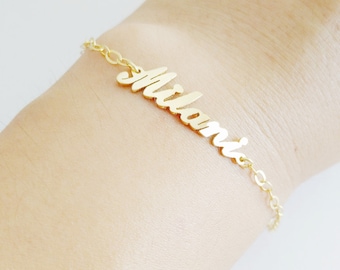 Bracciale con nome personalizzato, braccialetto con nome in oro, braccialetto con qualsiasi nome, braccialetto con nome per bambini, braccialetto con ciondolo con nome piccolo, regalo per damigelle d'onore
