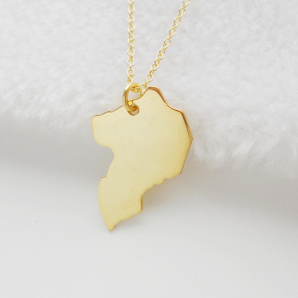 Uganda Necklace Gold ,Uganda Country Necklace, Any Country Necklace Available,Uganda Jewelry,Uganda Pendant,Africa Charm Necklace