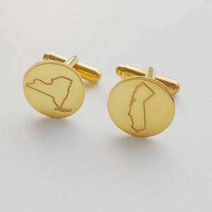 Zustand Manschettenknöpfe Gold, personalisierte Manschettenknöpfe für Bräutigam, gravierte Zustand Manschettenknöpfe, New York Manschettenknöpfe, Kalifornien Manschettenknöpfe, jeder Zustand oder jedes Land