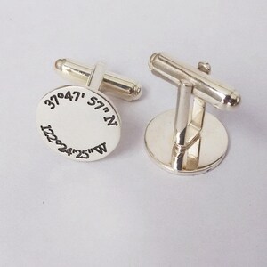 GPS Coordinates Cufflinks,Engraved Coordinates Wedding Cufflinks,Personalized Latitude longitude Cufflinks,Anniversary Date Cufflinks