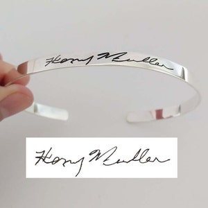 Personalized Signature Bracelet,Handwriting Cuff Bangle Bracelet,Real Handwritten Bracelet,Handwriting Bangle,Silver Cuff Bangle,Mother Gift