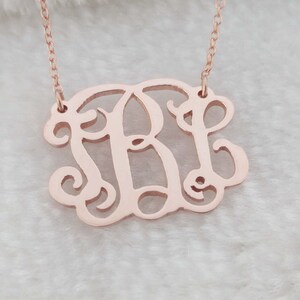 Monogram Necklace Rose Gold,Monogram Initial Necklace 1 Inch,Personalized Nameplate Necklace,Monogram Necklace Small,Bridesmaids Gift