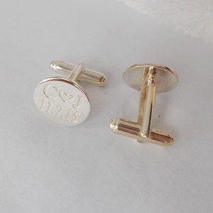 Cufflinks for Groom from Bride,Silver Wedding Heart Cufflinks,Initials and Date Cufflinks,Custom Engraved Cufflinks,Bride to Groom Gift idea
